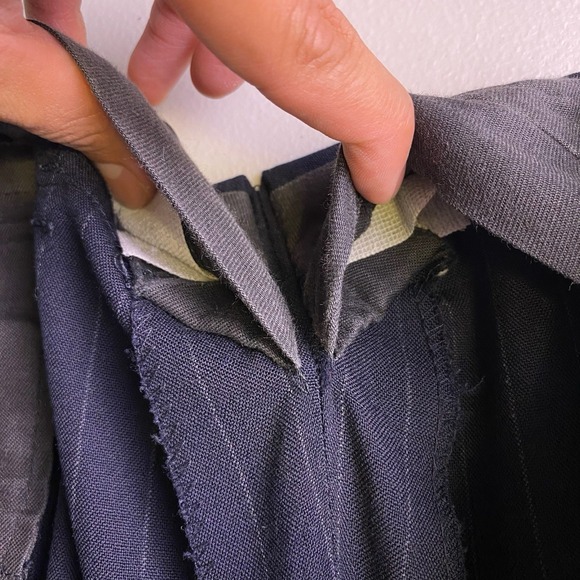 Brooks Brothers Makers Trousers (38x31.5) Mens Brooksease Chalk Stripe Dark Navy - Picture 9 of 9